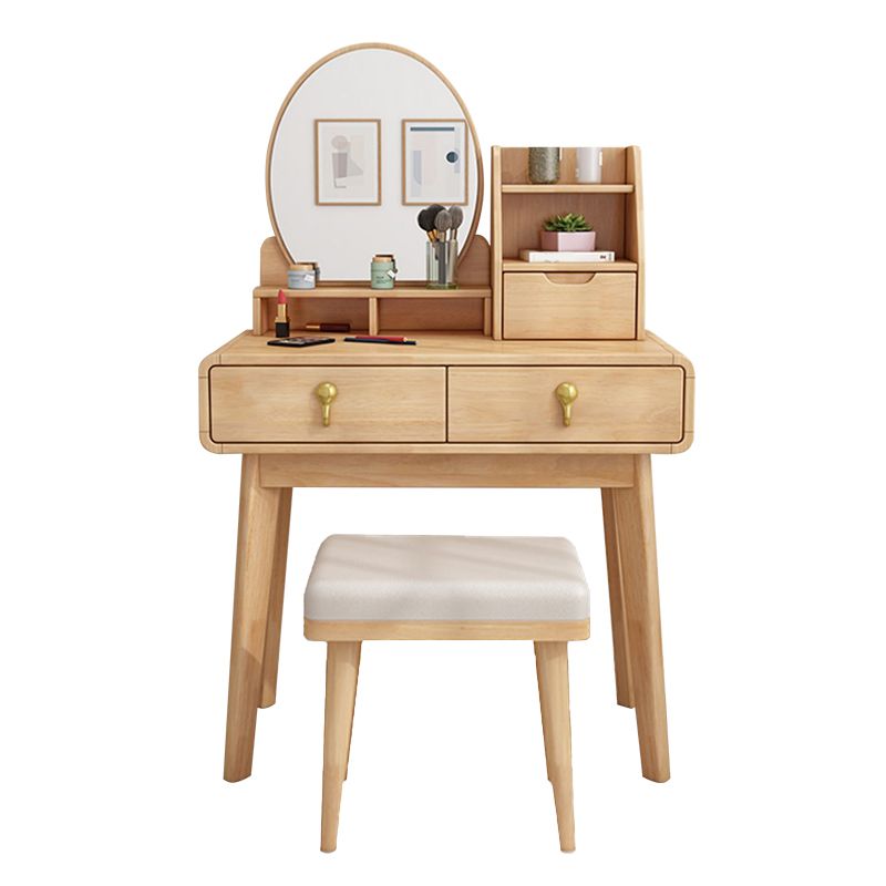 Traditional Vanity Dressing Table Set Solid Wood Vanity Makeup Table Set with Mirror