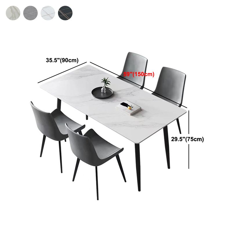 Rectangle Dining Table Industrial Stone Top Dining Table with 4 Legs