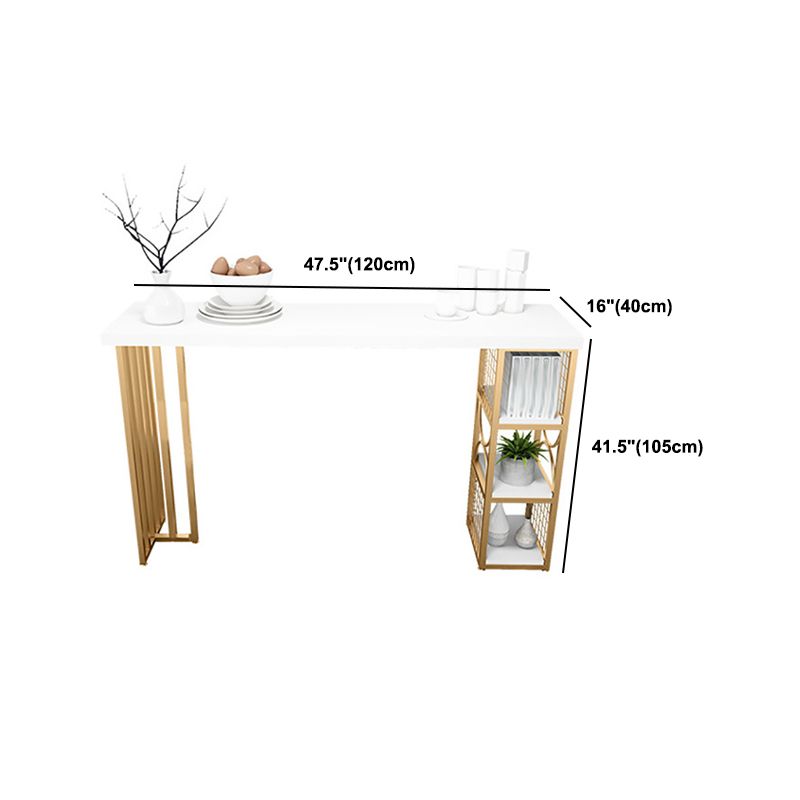 Glam 1/2/3/5 Pieces Bar Table Set Rectangle Bar Table with Metal High Stools for Kitchen