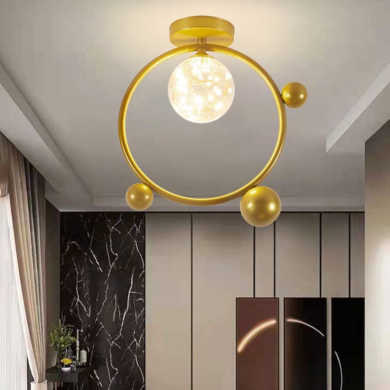 1 Light Spherical Ceiling Lamp Modern Style Glass Ceiling Lighting for Living Room