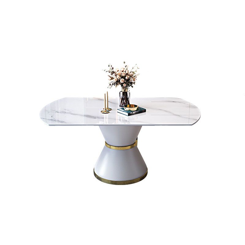 Metal Pedestal Dining Table Extendable Table for Kitchen Dining Room