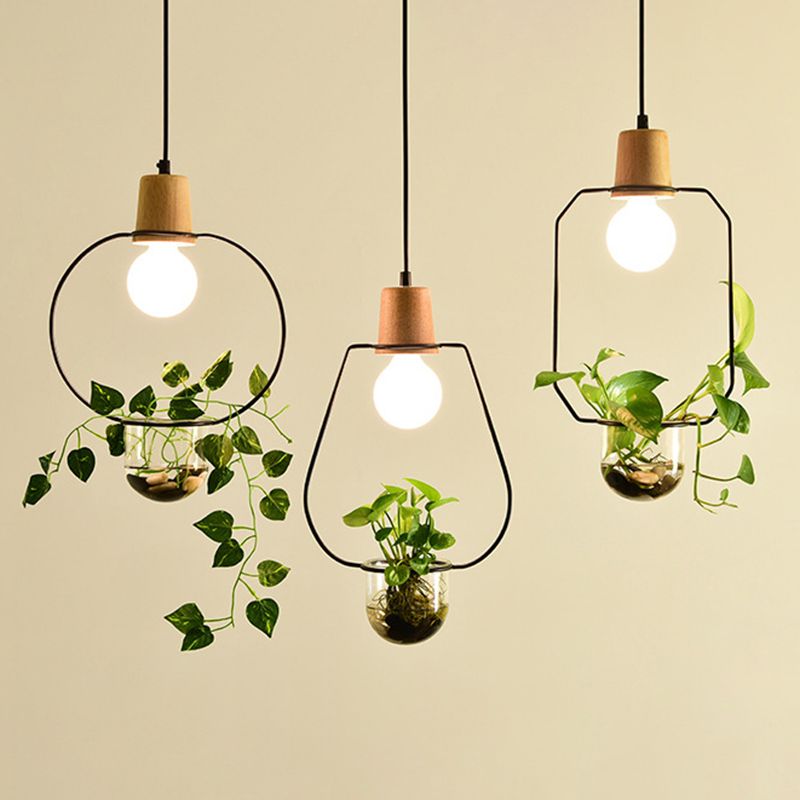 Lampada a sospensione con soffitto ad anello in metallo geometrico moderno 1 lampada da interno appesa alla luce senza botanica