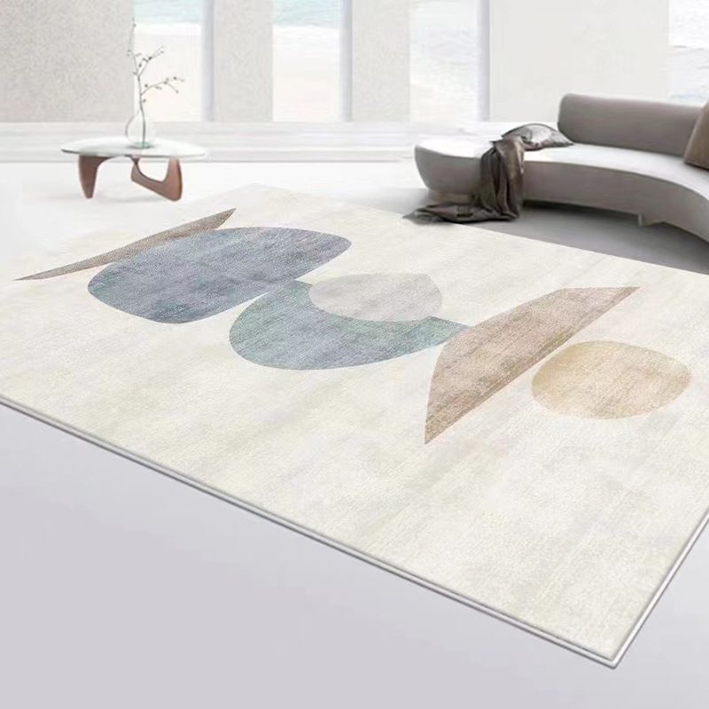 Apricot Color Block Carpet Polyester Casual Carpet Washable Carpet for Living Room