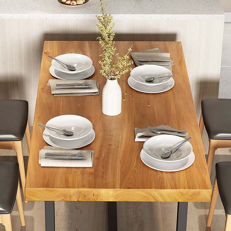 Industrial Brown Dining Table Indoor Rectangle Dinette Table with Metal Frame