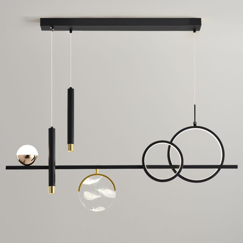 Modern Straight Bars Island Chandelier Lights Metal Island Lighting