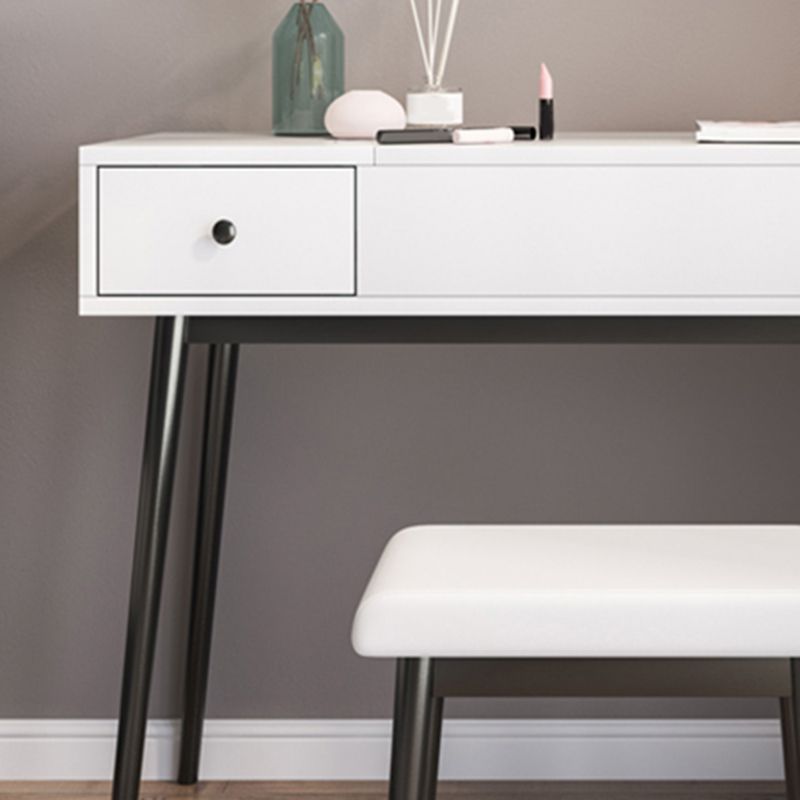 White Flip-Top Makeup Vanity Set Modern 29.53" H Dresser with Storage