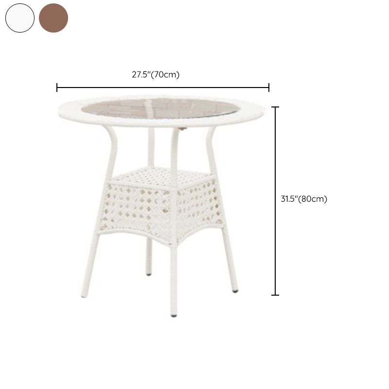 Modern Tempered Glass Outdoor Table Set 1/4/5 Pieces Dining Table with Rat Base