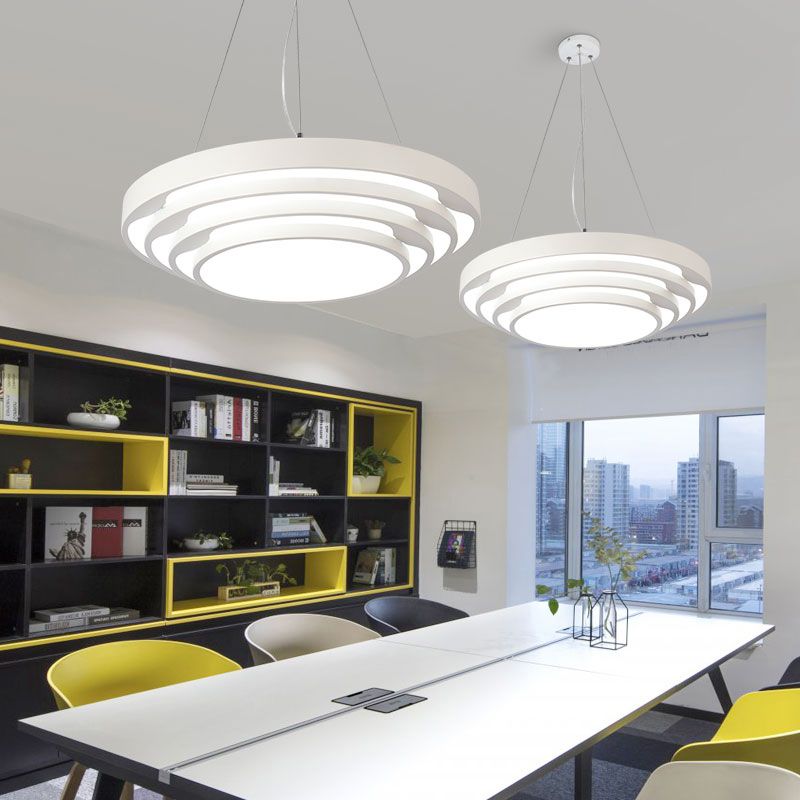 Moderne LED Hängende hängende leichte runde Kronleuchterlicht mit Acrylschatten für Büro