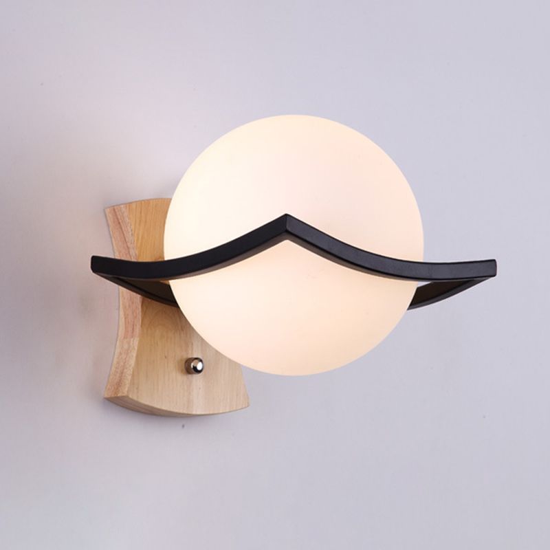 Gamique en verre blanc et en bois moderne un luminaire mural mural pour le salon