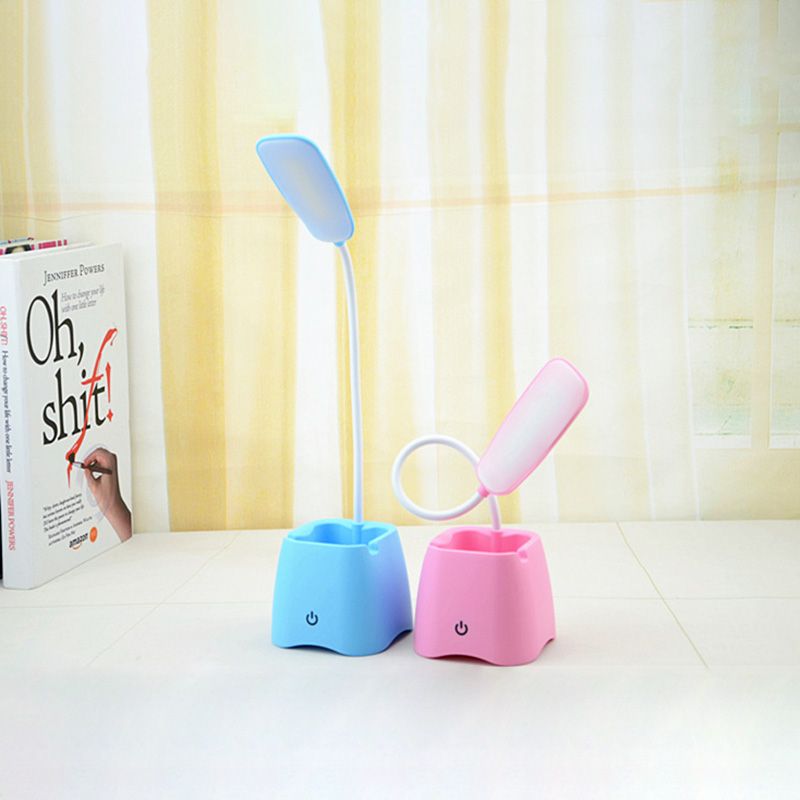 Eye-protection Mini LED Table Lamp Macaroon Style Colorful Desk Light with Pen Holder Design