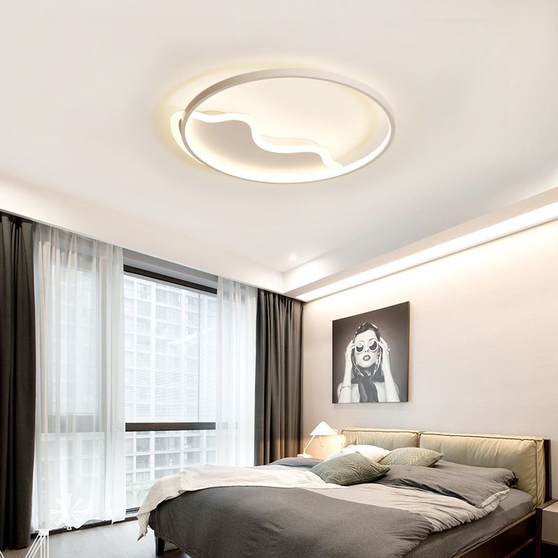 Ring Flush Mount Lamp Contemporary Acrylic White/Pink/Blue Led Flush Mount Light for Bedroom in Warm/White Light, 18"/21.5" Wide