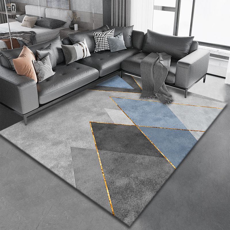 Light Grey Modern Rug Polyester Pattern Area Rug Non-Slip Backing Rug for Sitting Room