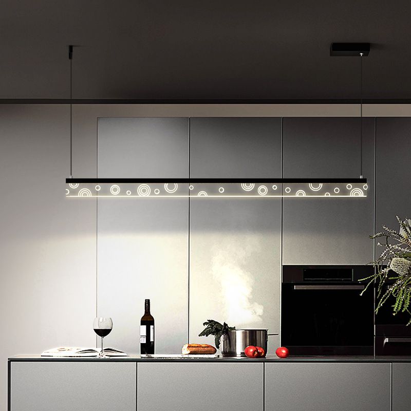 Minimalist Circle Print Suspension Lamp Aluminum Dining Room LED Island Light