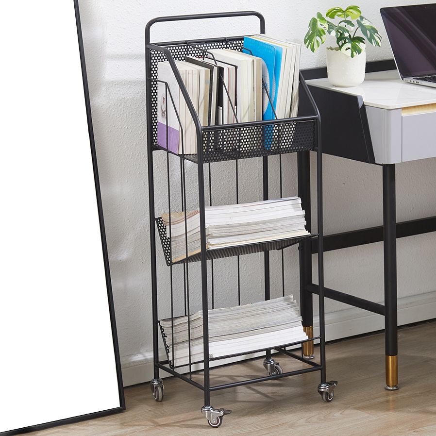 3-Shelf Metal Geometric Bookshelf Contemporary Closed Back Book Shelf,39" H x 11" W