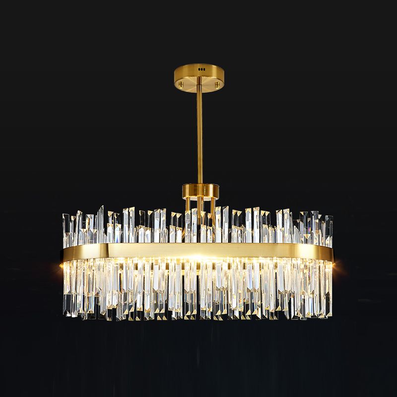 Round Shape Hanging Lights Crystal LED Chandelier in Gold for Living Room