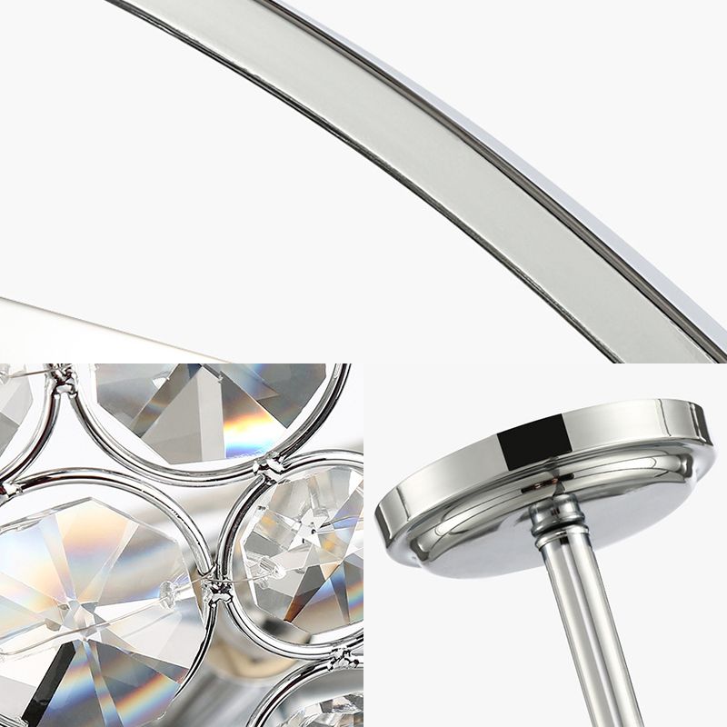 Dome plafond Light Métal et cristal 3 lumières balcon semi-flush Mount Light in Chrome