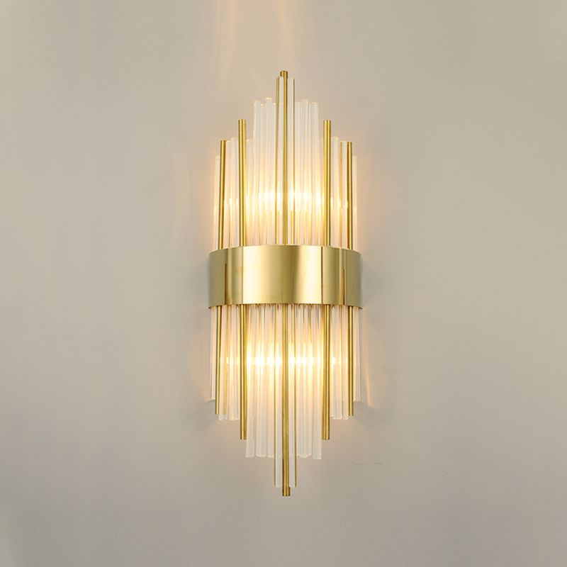 Moderne Metallwandlicht Geometrische 2 Lichter Wandleuchten mit Kristall für Schlafzimmer