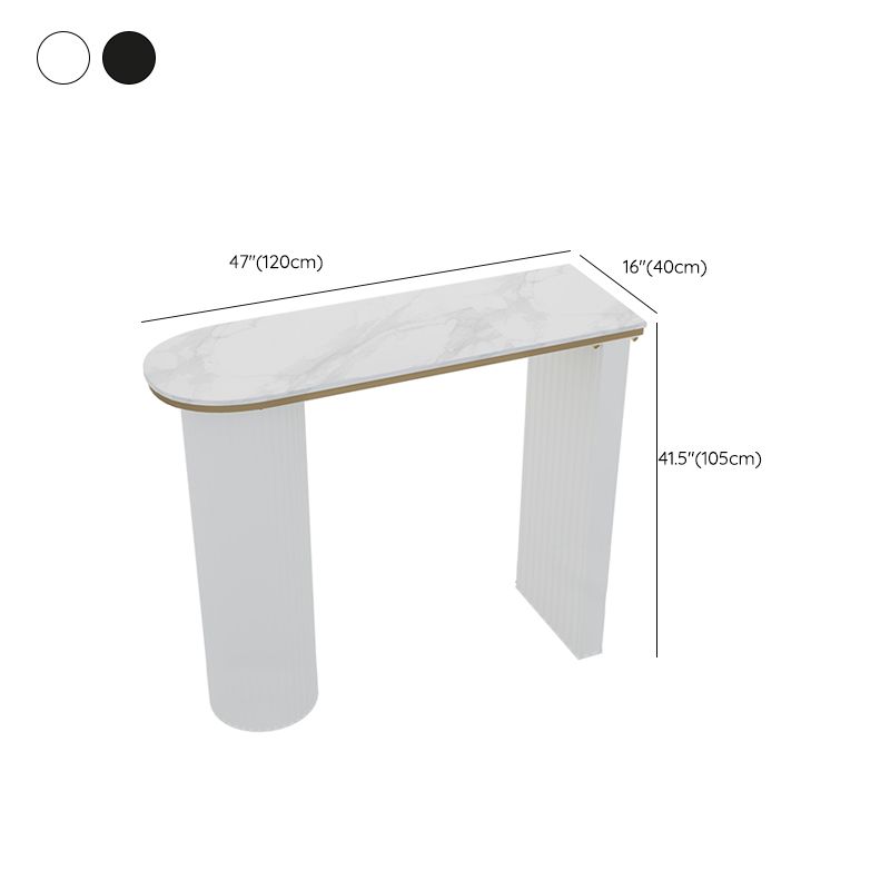 Faux Marble Bistro Bar Table Double Pedestal Bar Table for Living Room