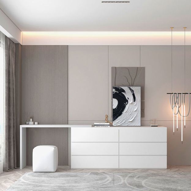 Contemporary 29" H Vanity Dressing Table with 6 Storage Drawers