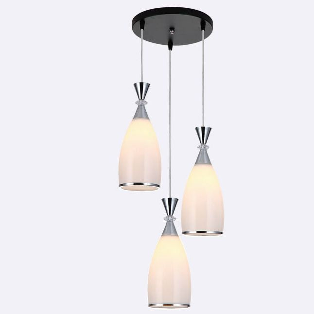 Modern Pendant Light Fixture White Conical Hanging Light Fixture with Glass Shade