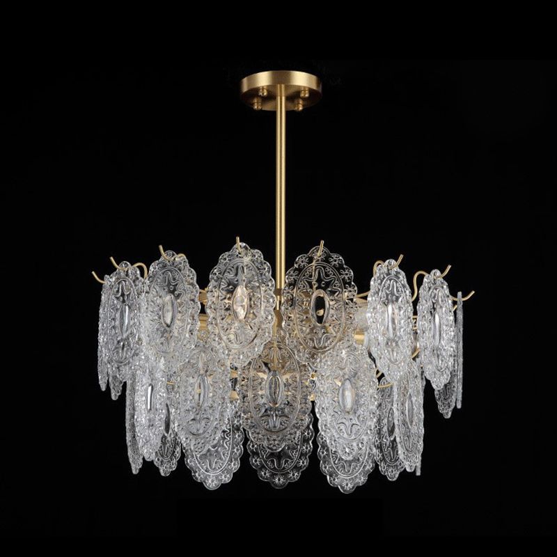 Flared Shade Hanging Light American Style Glass Chandelier Light for Living Room
