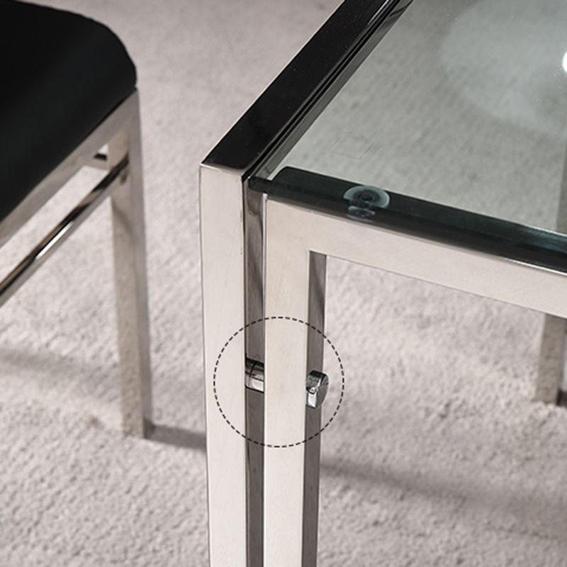 Contemporary Style Tempered Glass Top Dining Table 4 Legs Table for Dining Room