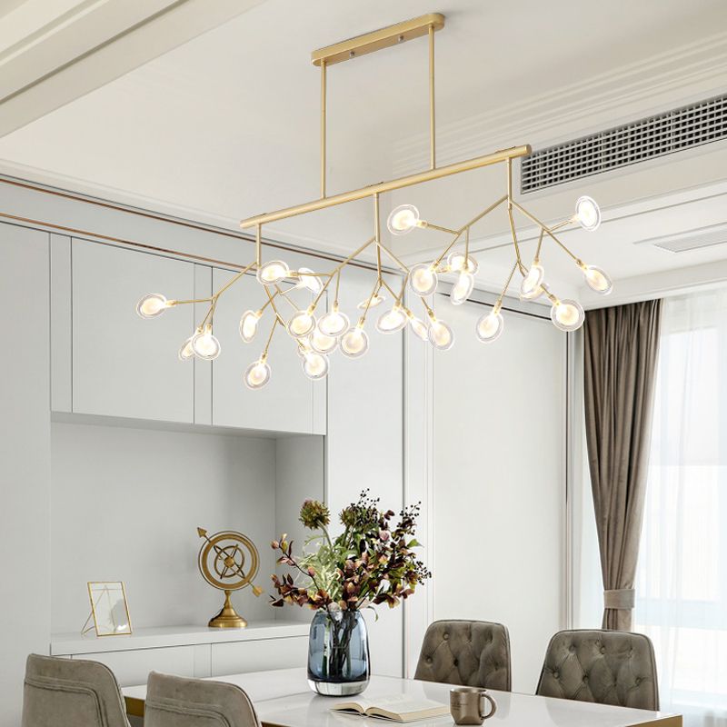 Leaves LED Pendant Light Fixture Modernist Acrylic 27 Heads Island Lamp for Living Room