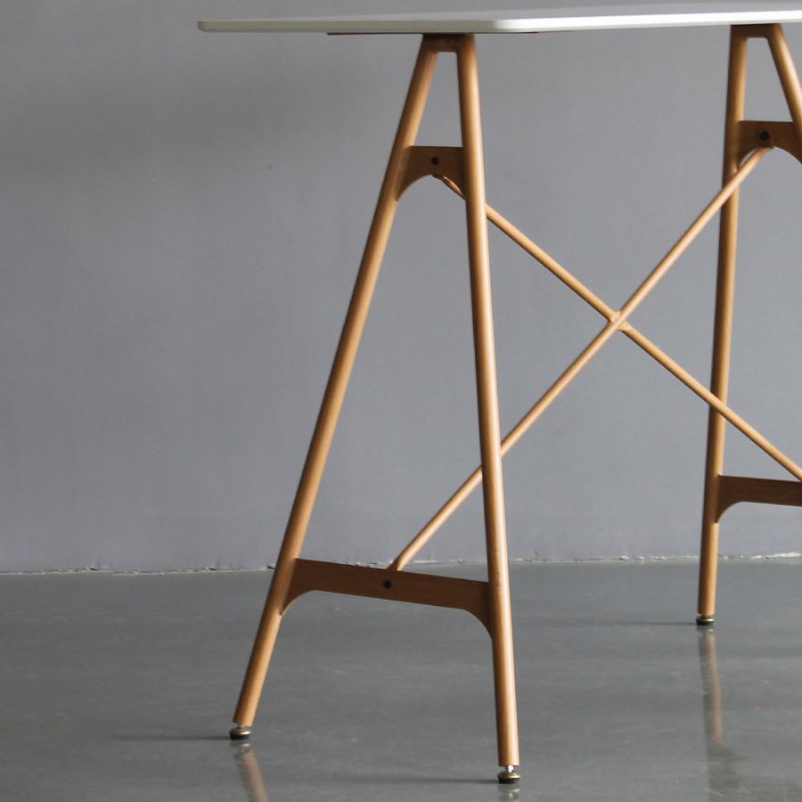 Modern Rectangle Bar Counter Table Wooden Dining Table with Metal Legs