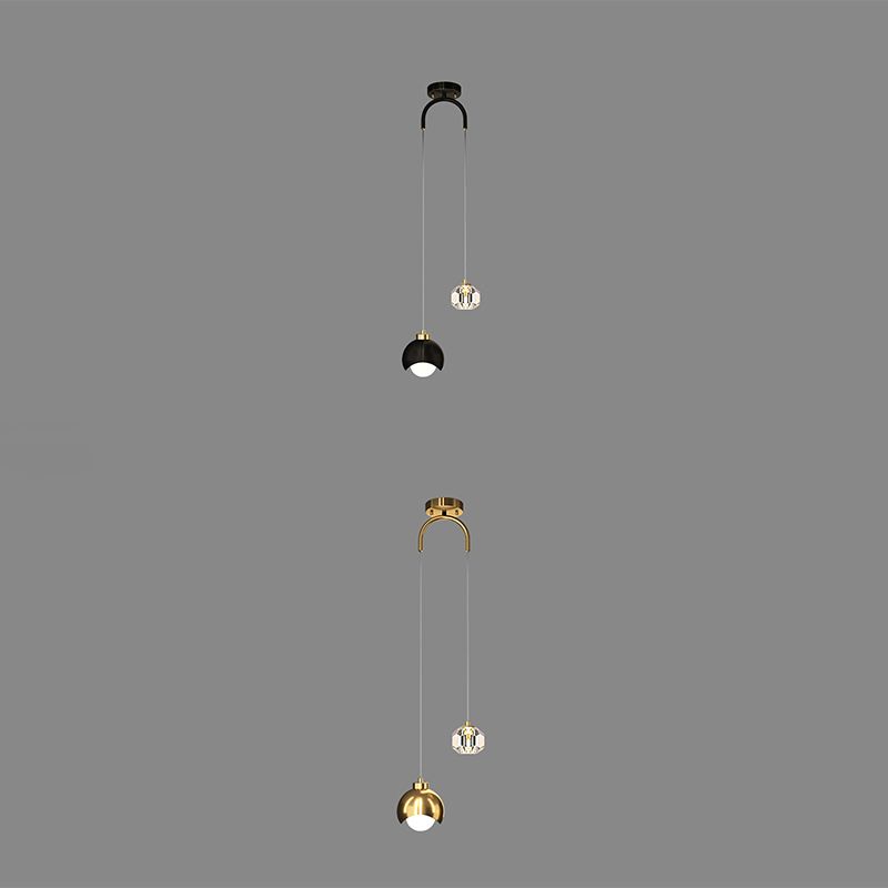 Contemporary Hanging Ceiling Light Crystal 2-Light Ceiling Pendant Light