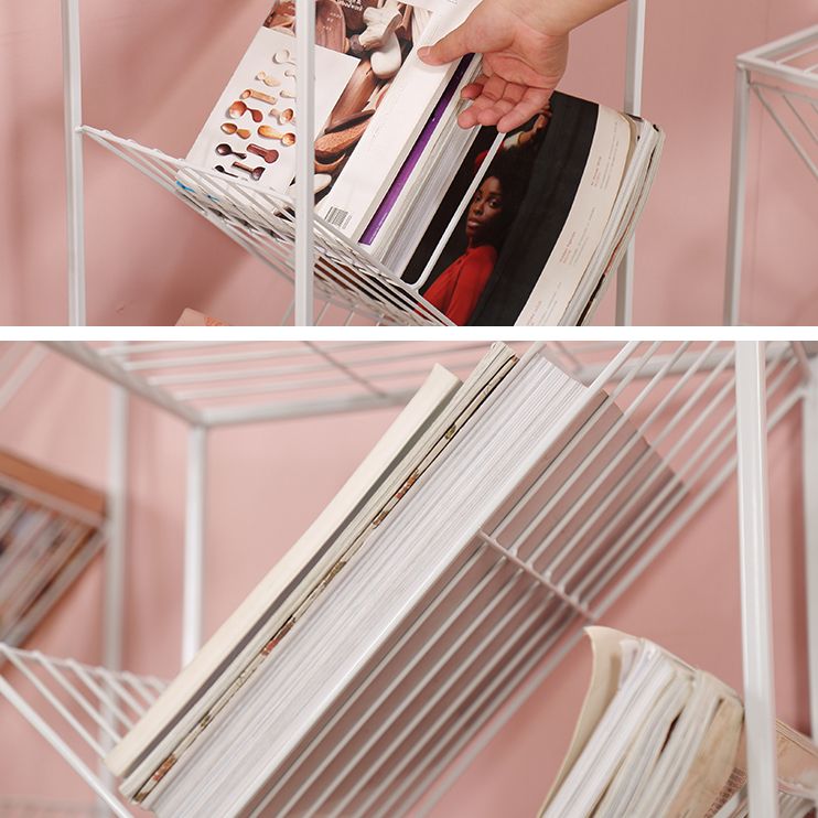 Modern Style Metal Bookcase White Open Bookshelf for Living Room