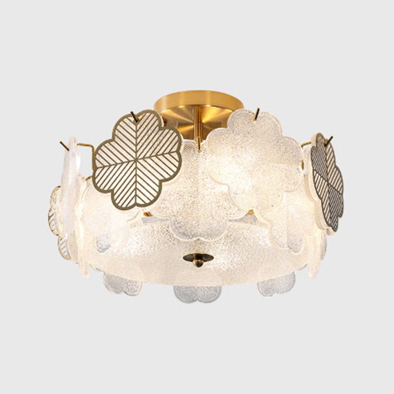 Modern Style Ceiling Mount Light Round with Glass Shade for Bedroom