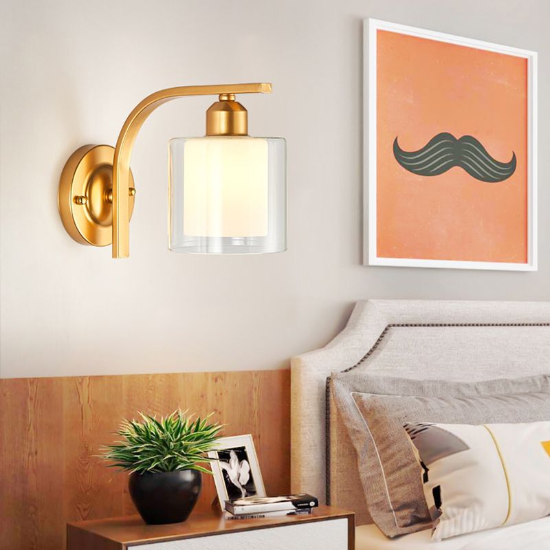 Glass Cup Shaped Sconce Lamp Stylish Modern 1 Head Wall Lighting Fixture