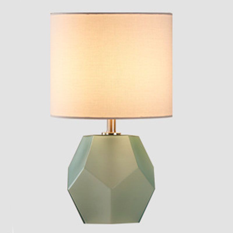 Modern Style Barrel Table Lamp Glass and Fabric 1 Head Night Table Lamps