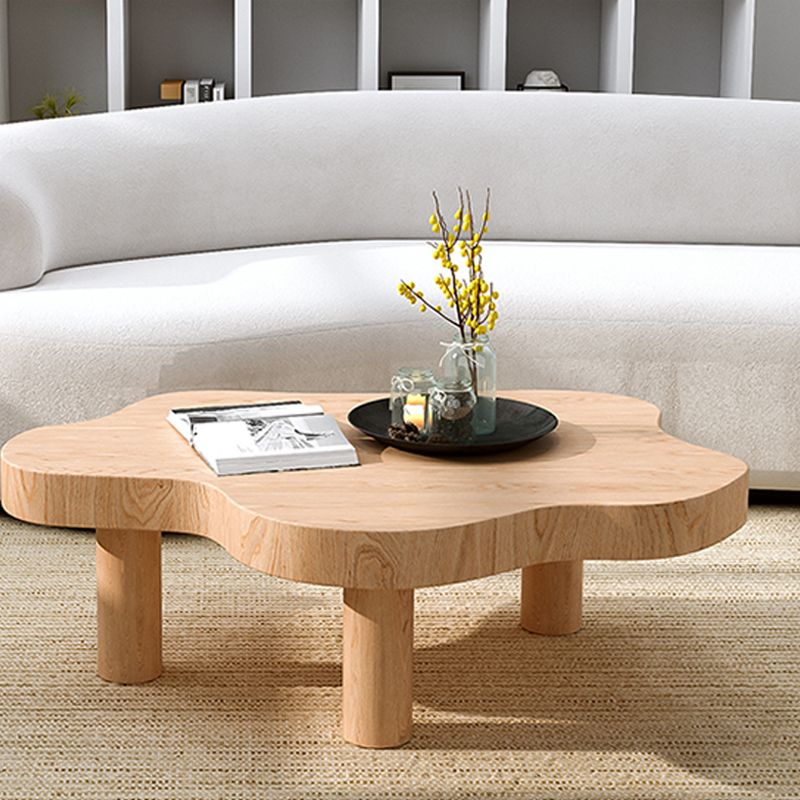 Solid Wood Cloud-Shaped Coffee Table Nordic 3 Legs Cocktail Table