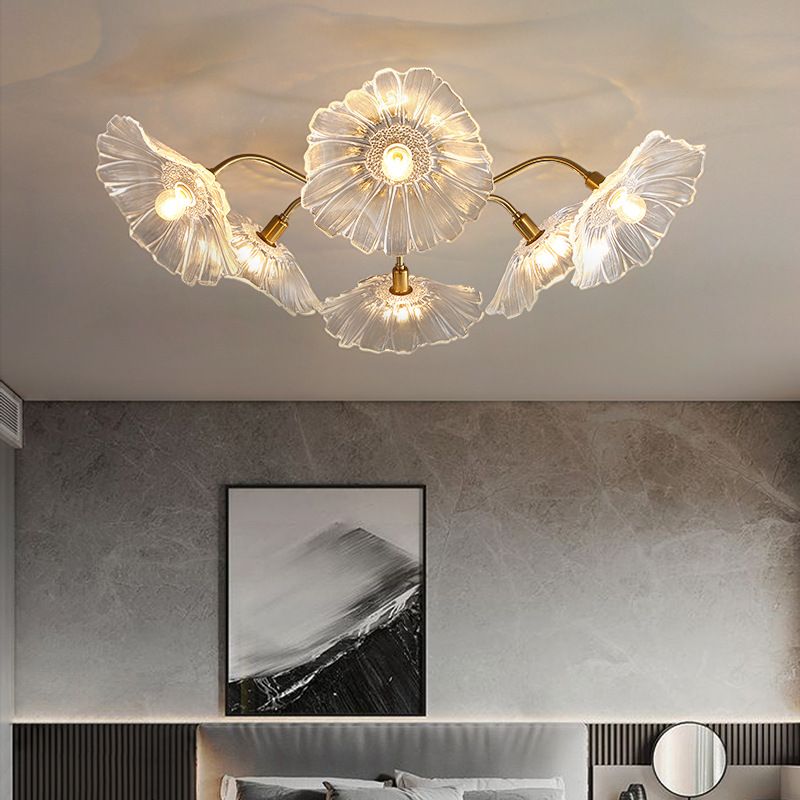 Blume Semi Flush Mount Leuchte moderne Glasdeckleuchten für Wohnzimmer