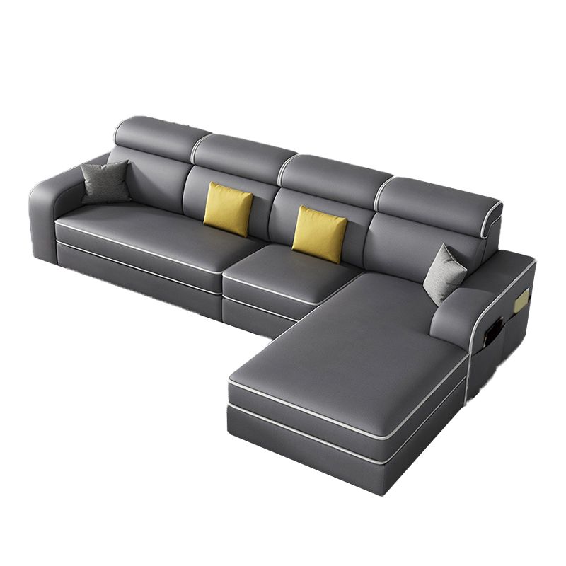 Contemporary Style Sofa Bed Solid Wood Frame Beige/grey/blue with Pocket Storage Sofa