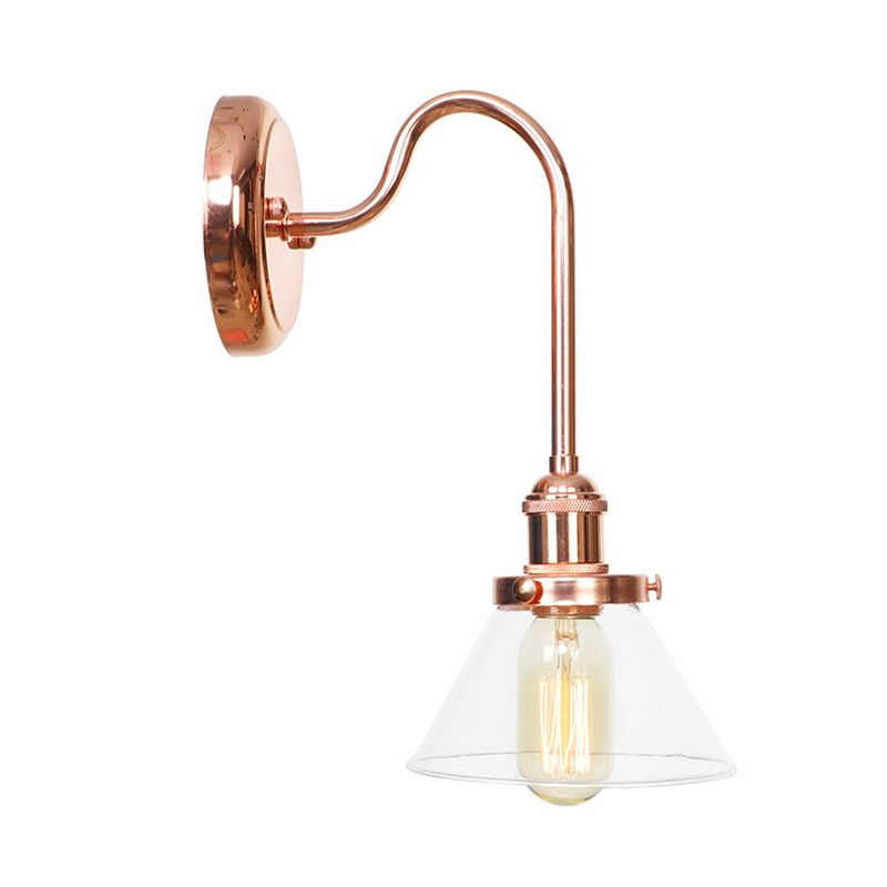 1 Côté Cone Light Light Light Vintage Clear / Amber Glass Wall Éclairage d'éclairage pour le salon