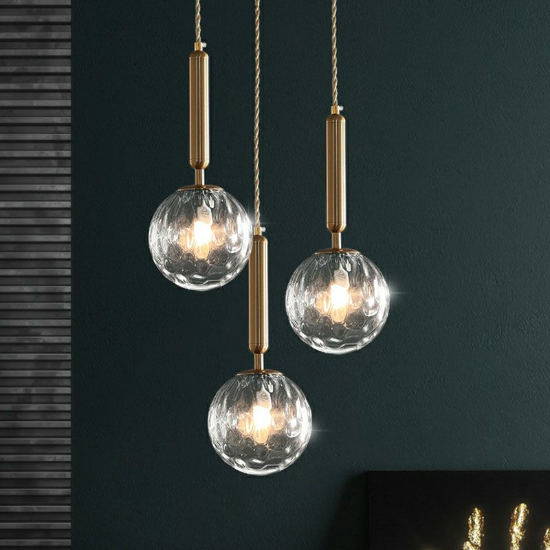 Cluster Ball Hanglamp Licht Simplicity Honeycomb Glass 3-Head Gold Finish Hanging Light