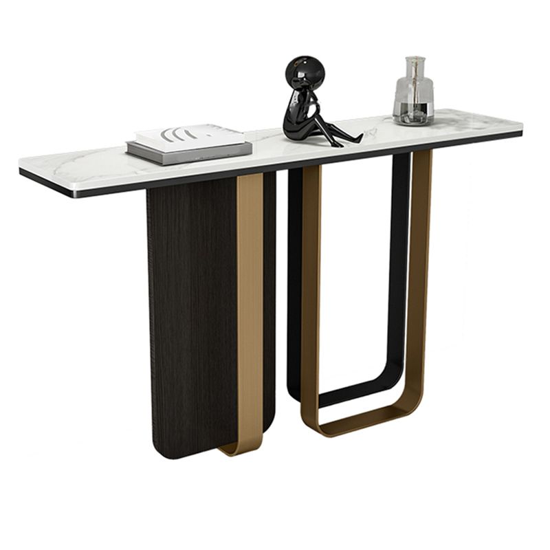 Glam Rectangle Console Accent Table with Stainless Steel Bracket for Hall