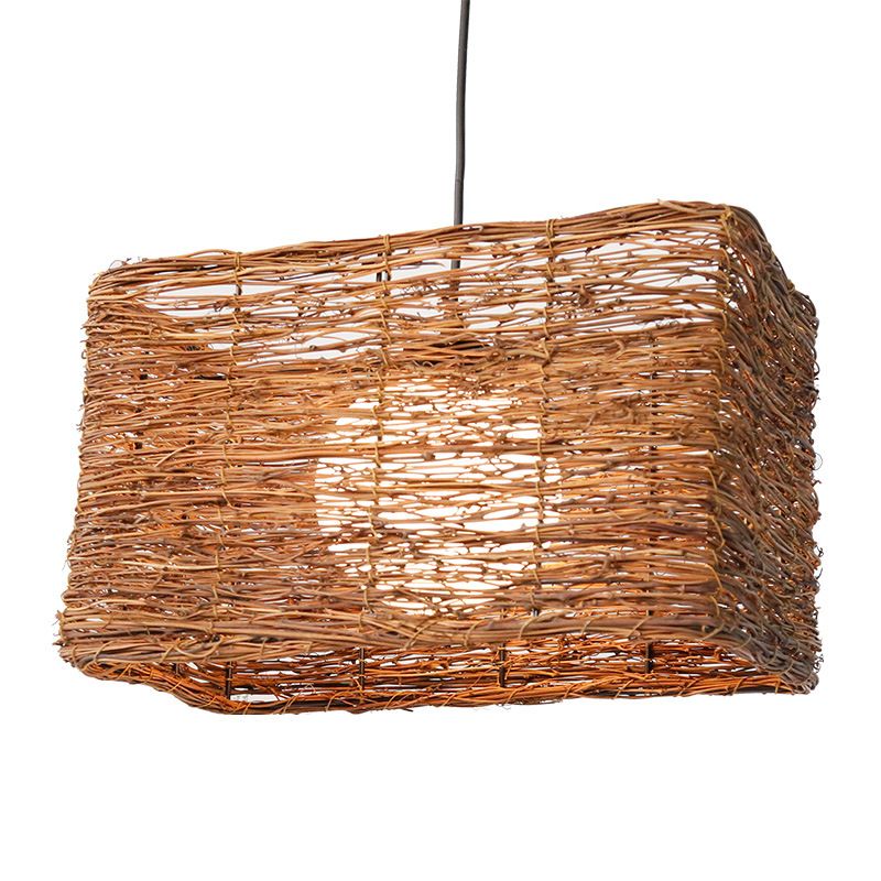 Asie Rectillage du rectangle Pendre d'éclairage pendentif 1 kit léger léger en marron pour salle à manger