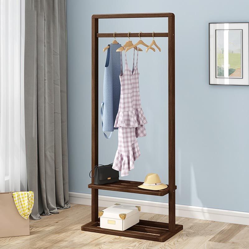 Solid Wood Storage Armoire Modern Style Bedroom Wardrobe with Shelves