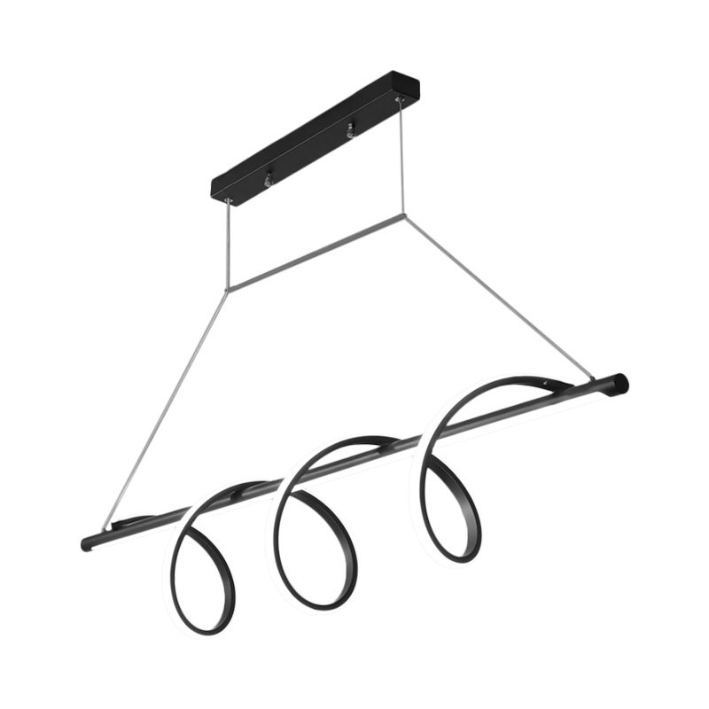 Acryl -Spiralkronleuchter leicht minimalistische LED Hängende Beleuchtung in Schwarz für Esszimmer