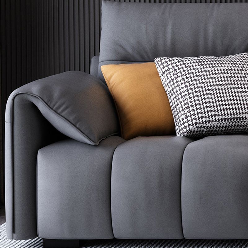 Dark Gray Cushion Back Contemporary Removable Cushions L-Shape Sofa & Chaise