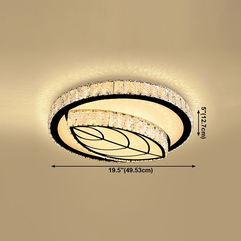 Círculo dormitorio luz de techo cristal LED moderno montaje empotrado lámpara de techo