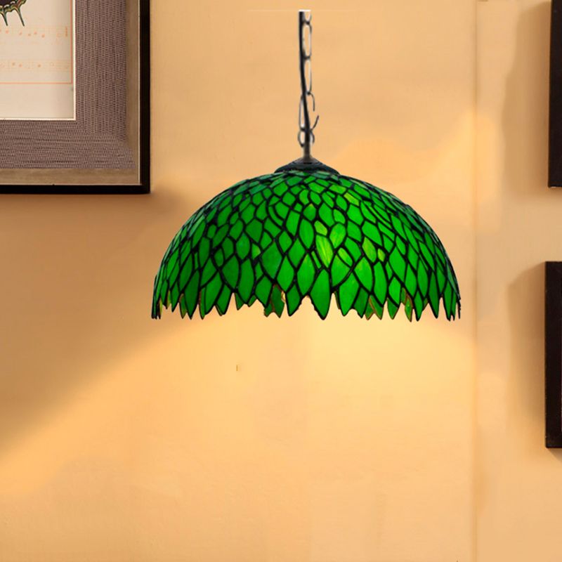 Mediterranean Suspended Lighting Fixture Tiffany Style Bowl Pendant Lighting for Living Room