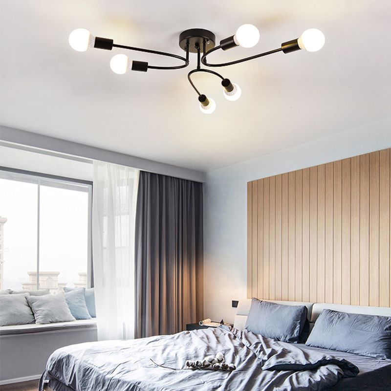 Starburst Semi Flush Mount Lighting Nordic Metal 6/8/10 Lichter Weiß/Gold/Schwarz Deckeneinbauleuchte für Schlafzimmer