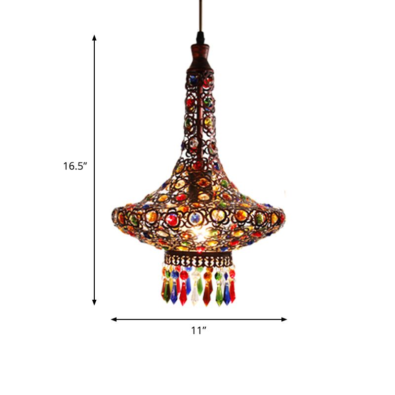 Teardrop Metal Hanging Pendant Bohemian 1 Head Kitchen Suspension Lamp in Copper