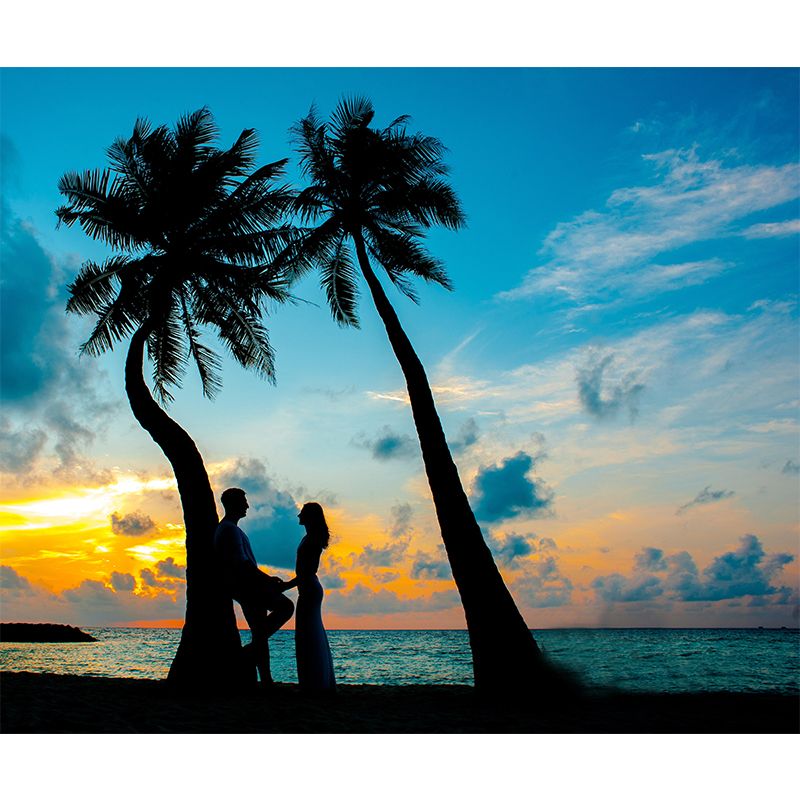 Tree Mildew Resistant Tropical Palm Mural Decorative Photography Home Decor