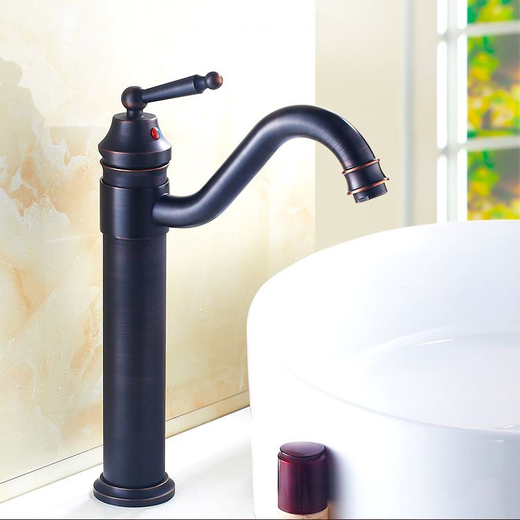 Lever Handle Basin Lavatory Faucet Farmhouse Circular Bathroom Faucet