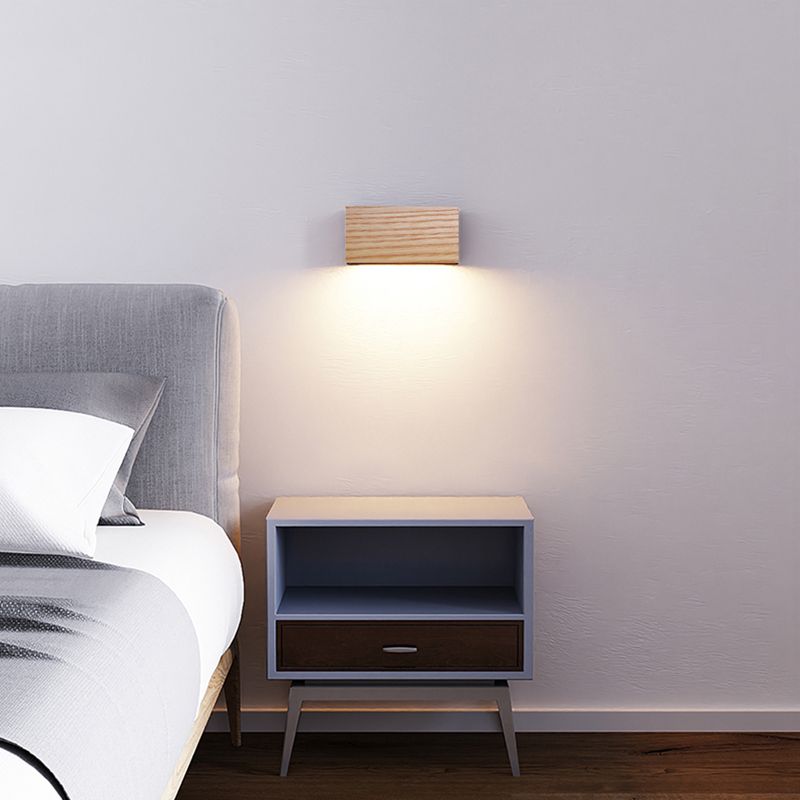 Modern Household Wall Lamp Fixture Wooden Shade Sconce for Bedroom Sitting Room
